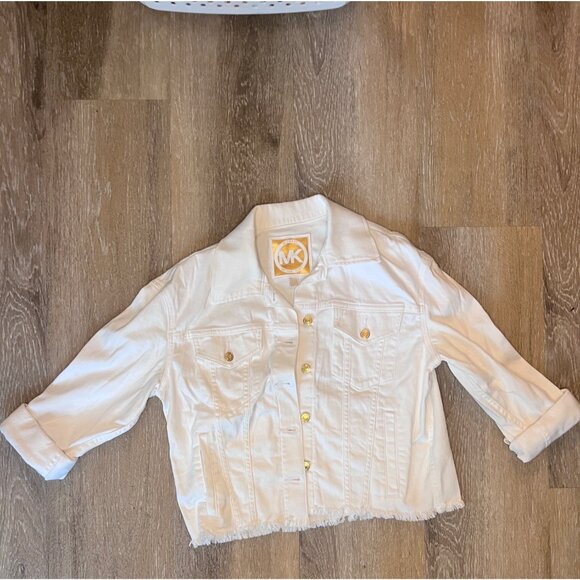 Michael Kors White Zip-Front Jacket | Classic Polished Layer - Picture 2 of 4